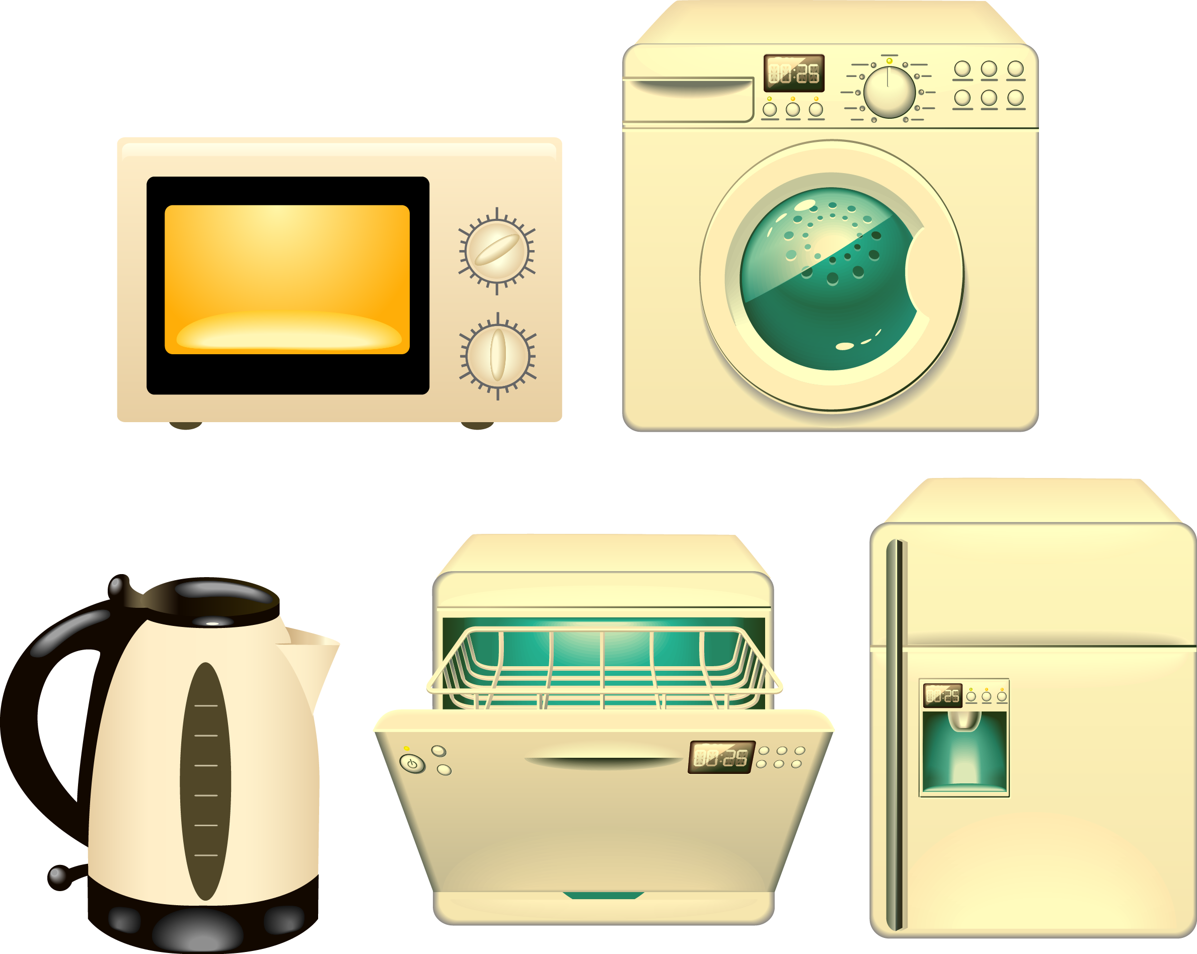 Refrigerator Washing Machine Household Clipart (2378x1896), Png Download