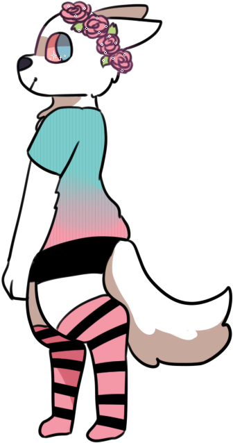 Furry Cute Pastel Kneesocks Pink Flowers Wolf Wuffluff Clipart (450x700), Png Download