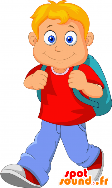 Mascot Schüler Blond Fröhlich Junge Clipart (600x600), Png Download