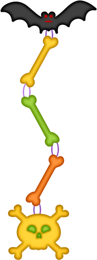 Halloween Skull, Bones And Bat Clip Art - Png Download (540x900), Png Download