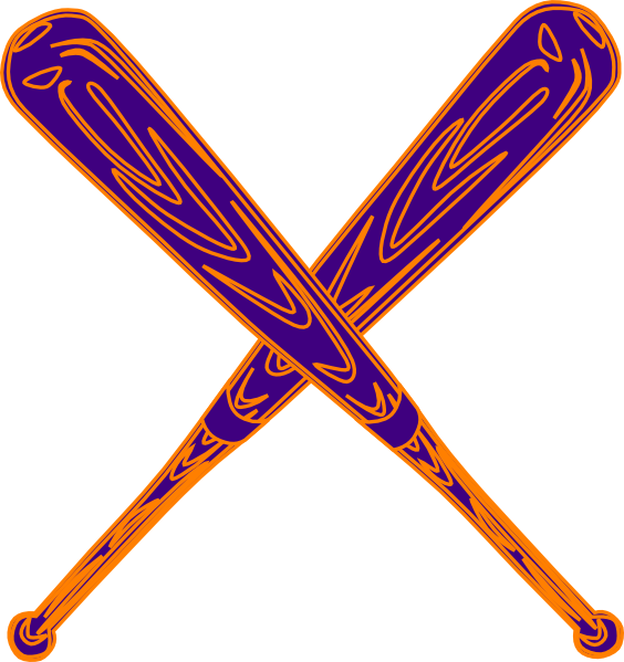 Baseball Bat Purple And Orange Clip Art - Logo Stick Baseball - Png Download (564x599), Png Download