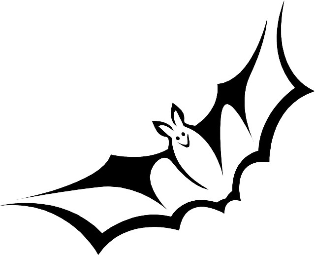 Bat, Outline, Silhouette, Bird, Animal, Mammal - Black And White Bat Clipart (640x517), Png Download