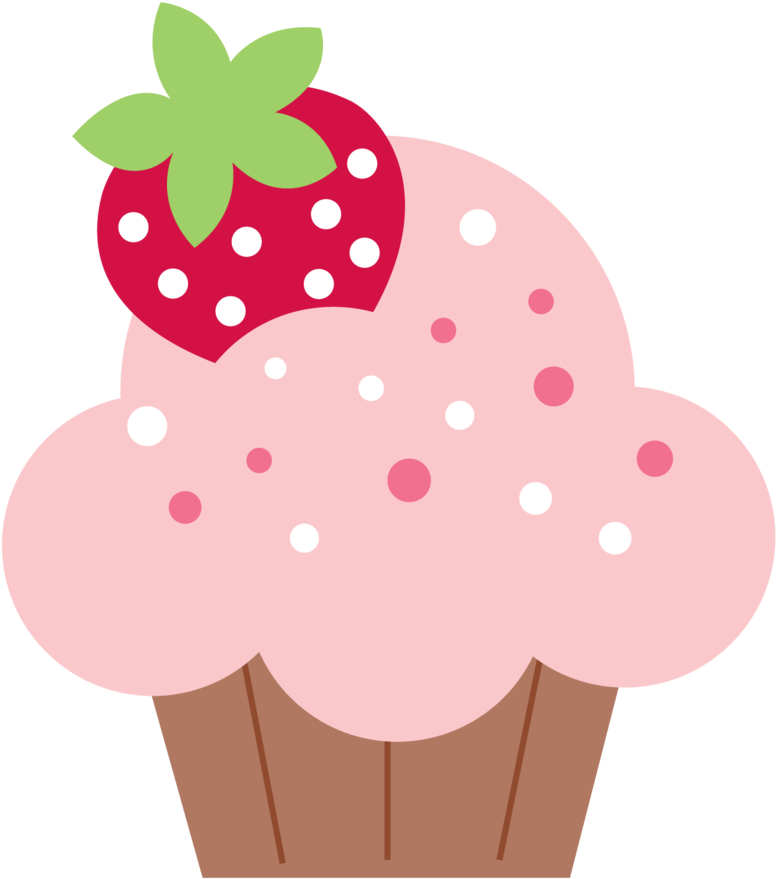 Cupcake Rosa Morango Desenho Clipart (900x900), Png Download