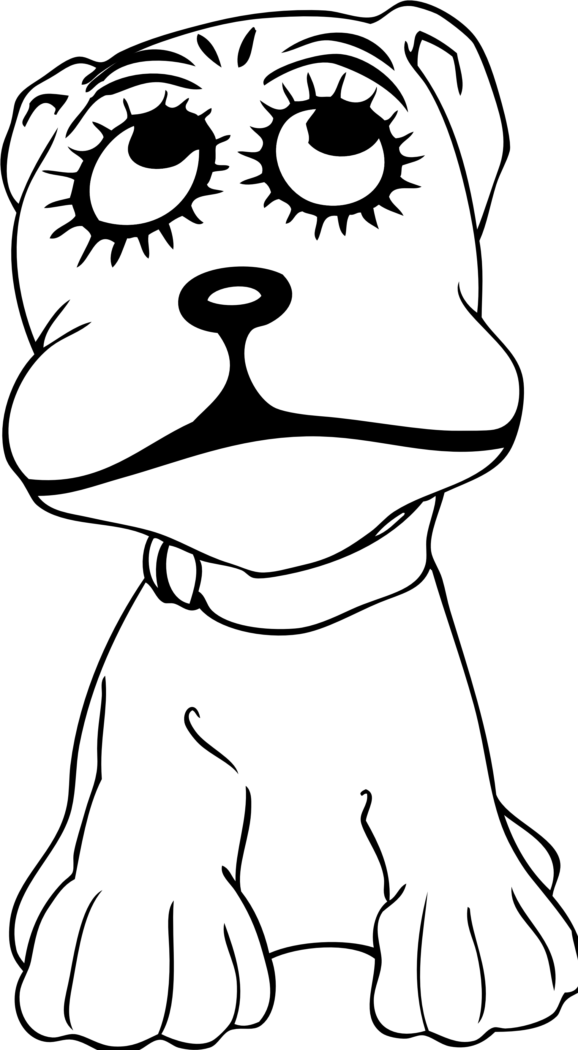 White Cartoon Dog - Cartoon Dog Shower Curtain Clipart (1969x3547), Png Download