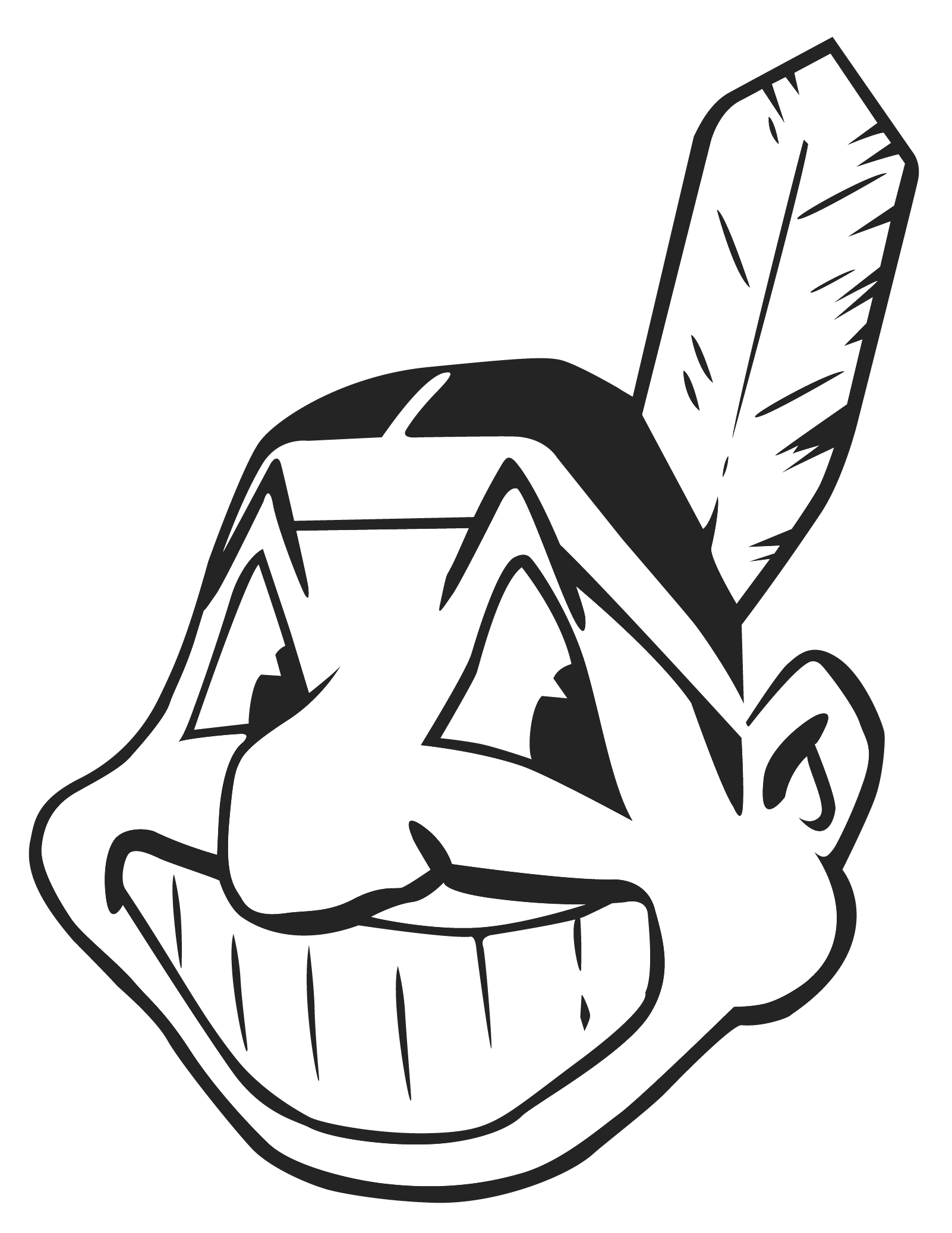 Png Transparent Stock America Clipart Black And White - Cleveland Indians Logo Black And White (2400x2200), Png Download