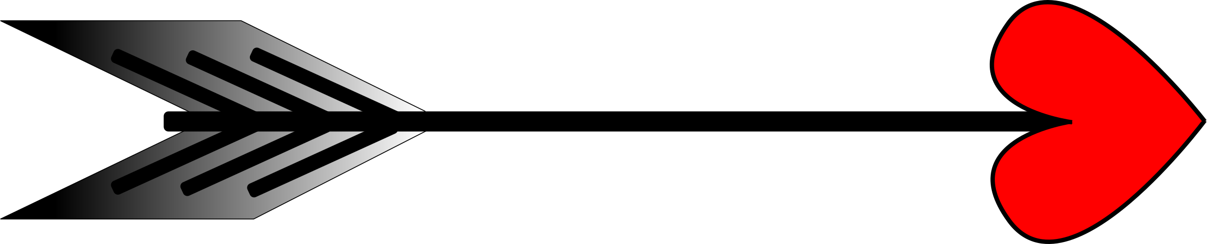 Hearted Arrow By @bpcomp, An Arrow With A Heart Head Clipart (2400x485), Png Download