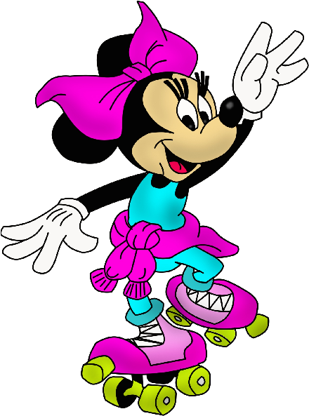 Disney Minnie Mouse Cartoon Png Clip Art - Minnie Mouse Roller Skating Transparent Png (600x600), Png Download