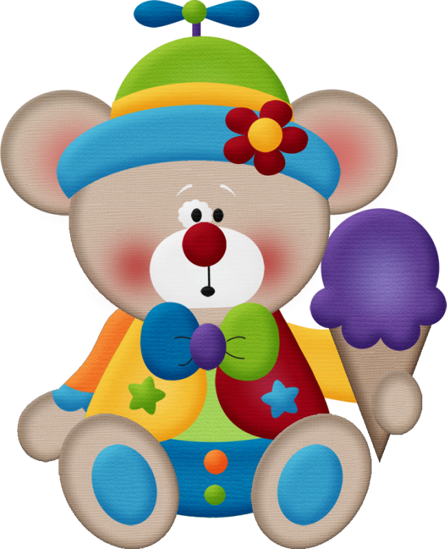 Circus Bear With Ice Cream - Clown Bear May28th Watch, Adult Unisex, Lavender / Clipart (651x800), Png Download