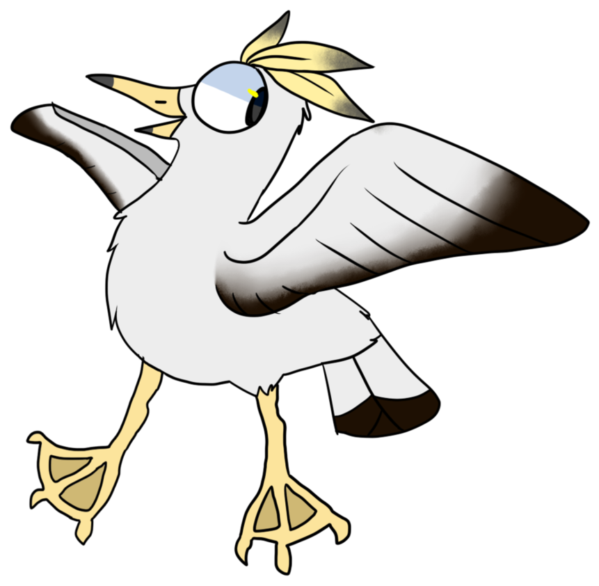 Png Black And White Library Birb Drawing Seagull - Cartoon Clipart (906x882), Png Download