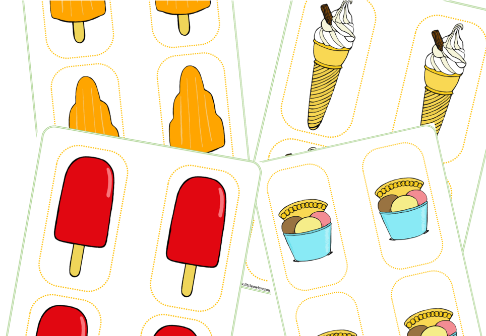 Ice Cream Shop Role-play Food Cards Clipart (1000x667), Png Download