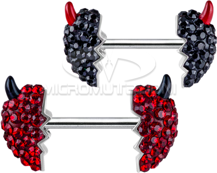Titanium Swarovski Crystal Devilheart Nipple Barbell Clipart (750x750), Png Download