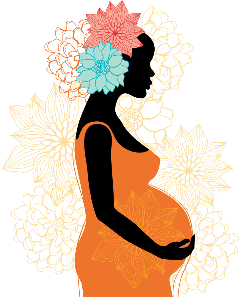 Image Black And White Library Pregnancy Clip Art Flowers - Png Download (1000x1000), Png Download