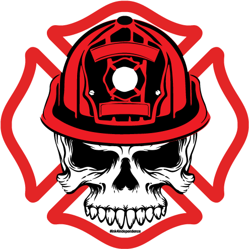 Fire Chief Skull With Border Decal Clipart (600x600), Png Download