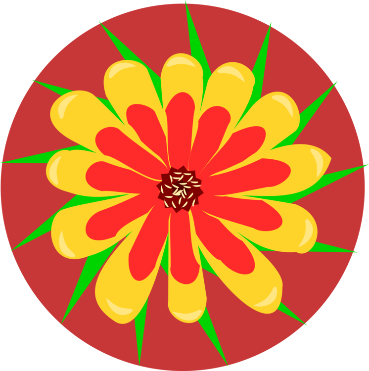 Yellow Flower Red Floral Design Blue Clipart (746x750), Png Download