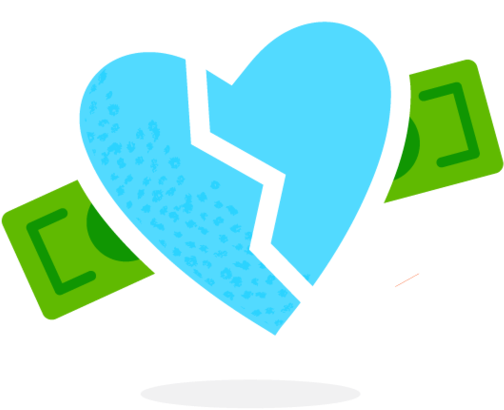Broken Heart Money Illustration Clipart (1000x493), Png Download