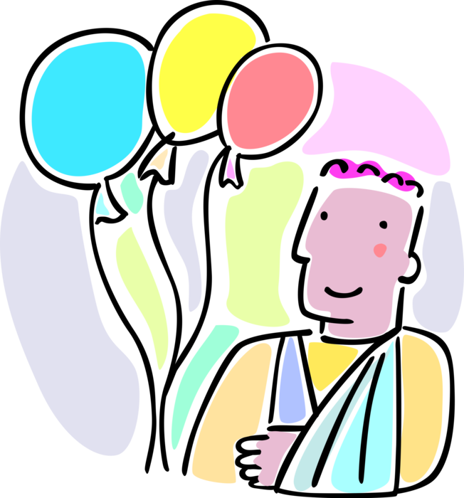 Vector Illustration Of Accident Victim Boy With Arm Clipart (652x700), Png Download