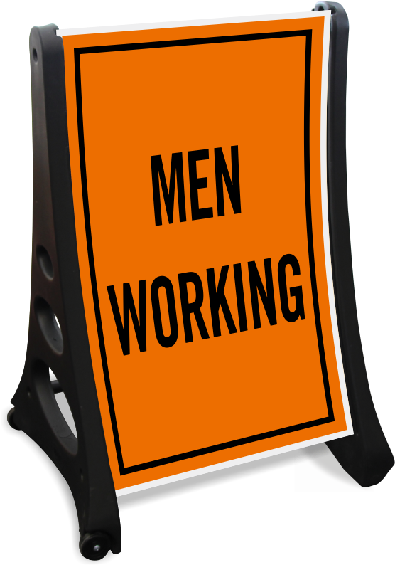 Men Working Portable Sidewalk Sign Clipart (800x800), Png Download
