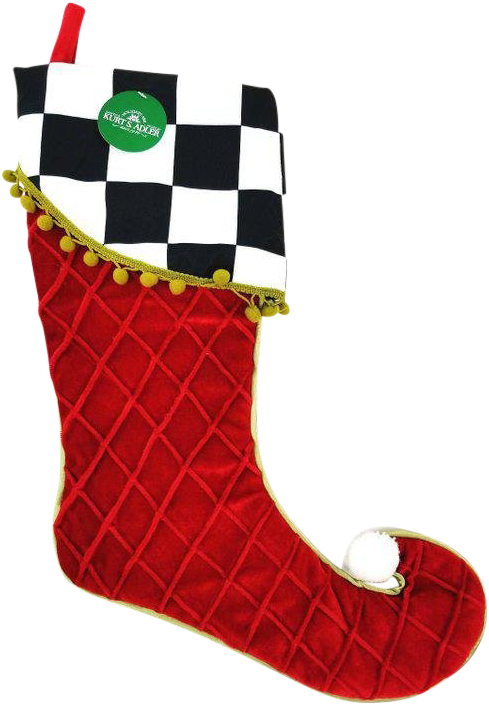 Kurt Adler Red With Black & White Checkered Cuff Christmas Clipart (570x753), Png Download