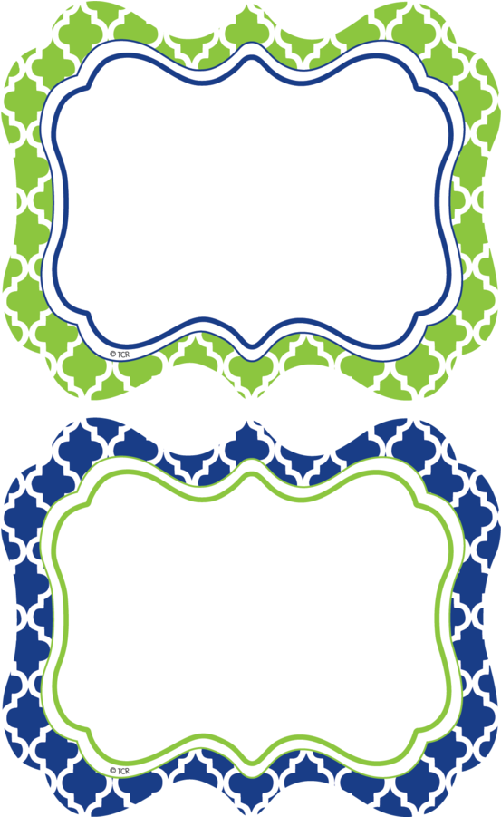 Navy & Lime Wild Moroccan Name Tags/labels Clipart (900x900), Png Download