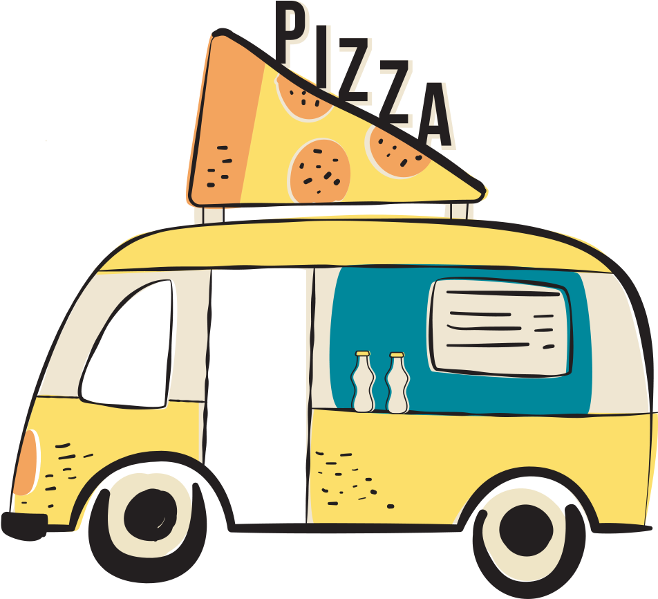 复古可移动卡通餐车 Clipart (1000x1000), Png Download