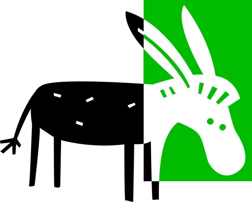 Vector Illustration Of Domesticated Donkey Or Ass Clipart (870x700), Png Download