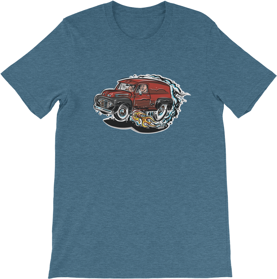 1948 Ford F1 Panel Truck Hot Rod Cartoon Short Sleeve Clipart (1000x1000), Png Download