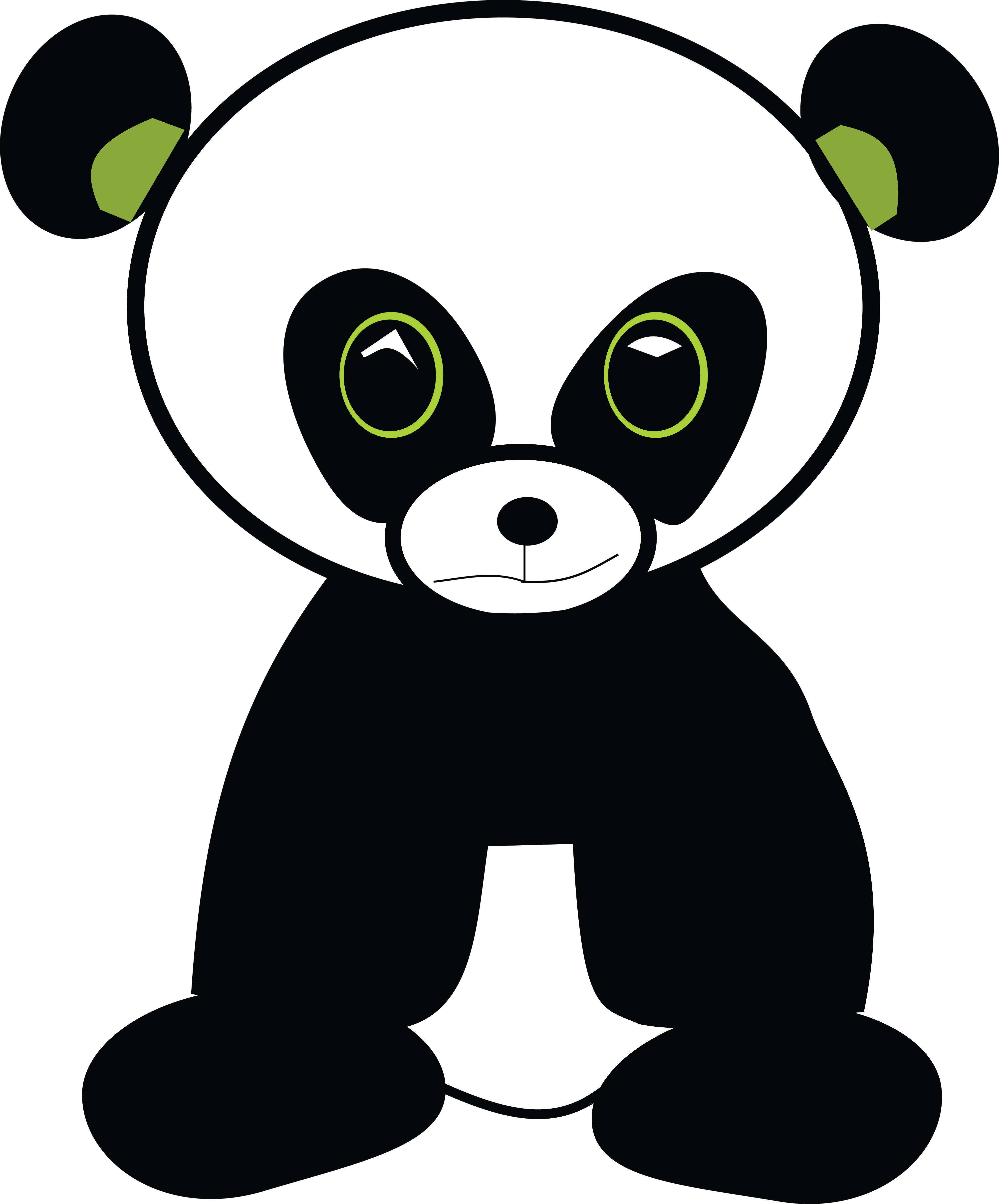 Free Clipart Of A Cute Green Eyed Panda - Png Download (4000x4820), Png Download