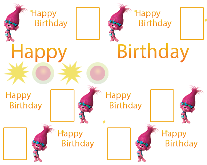 Personalised Poppy Troll Dolls Birthday Banner With Clipart (700x560), Png Download