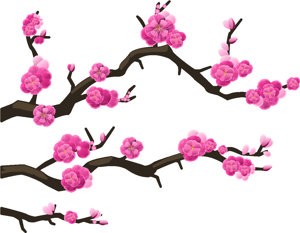 Sticker Branches Cerisier Du Japon Ambiance Sticker Clipart (1200x1200), Png Download