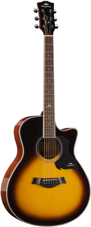 Kepma A1c Acoustic Guitar Glossy Finish Sunburst Clipart (1000x1000), Png Download
