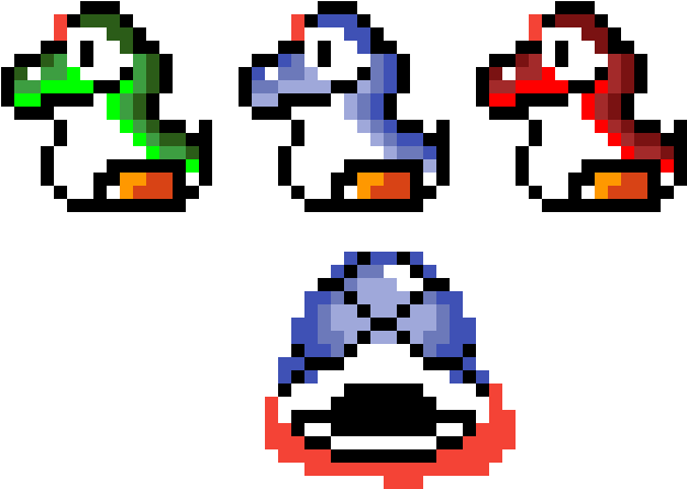 Baby Yoshis And Blue Koopa Shell From Super Mario World Clipart (1200x1200), Png Download