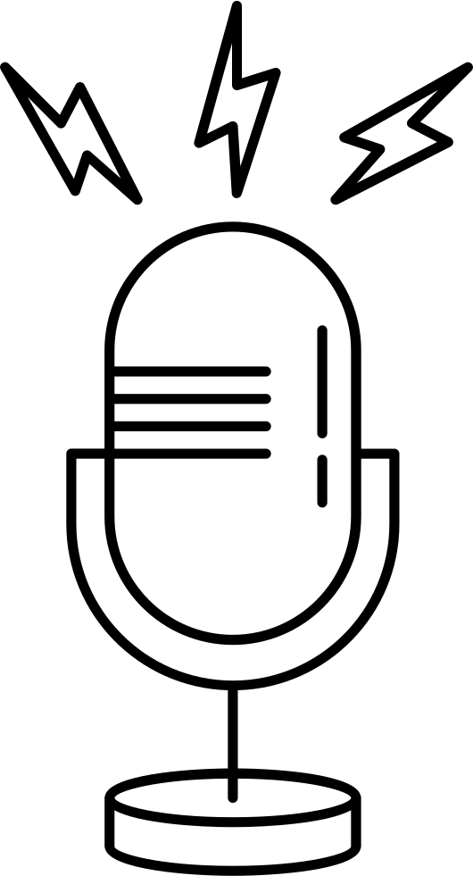 Microphone Outline With Opened Line Comments Clipart (530x981), Png Download