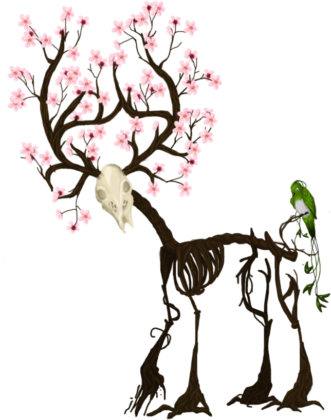 Skeletal Deer, Brush Strokes, Photoshop Clipart (800x869), Png Download