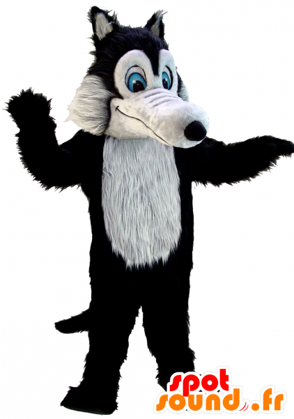 Mascot Black And Gray Wolf, While Hairy, Blue Eyed Clipart (600x600), Png Download