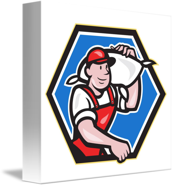 Flour Miller Carry Sack Hexagon By Aloysius Patrimonio Clipart (606x650), Png Download