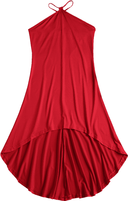 V Strap High Low Slip Dress Red Clipart (558x744), Png Download