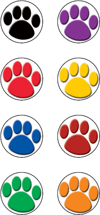 Tcr4819 Colorful Paw Prints Mini Stickers Image Clipart (900x900), Png Download