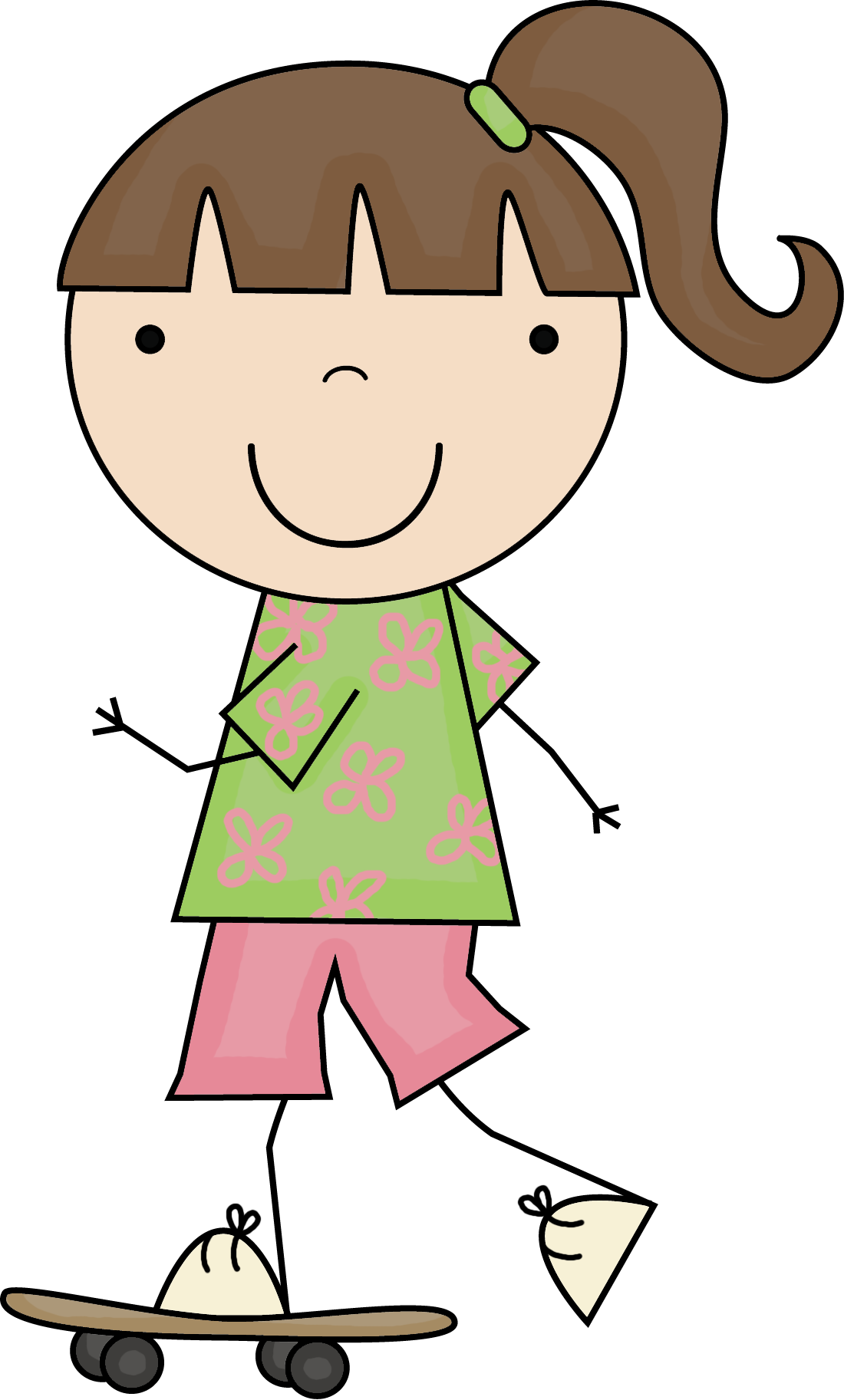 Girl On Skateboard Clipart (1100x1825), Png Download