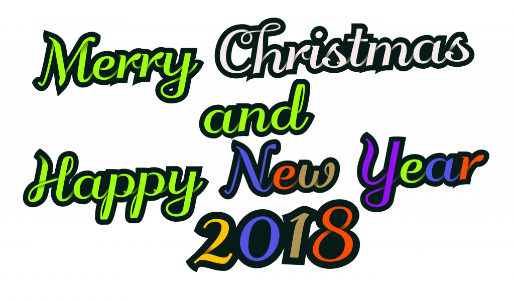 Happy Christmas And New Year 2018 With Clipart Merry - Png Download (1024x600), Png Download