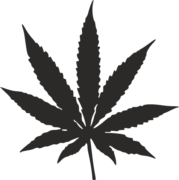 Pot Leaf Png Black Clipart (695x700), Png Download