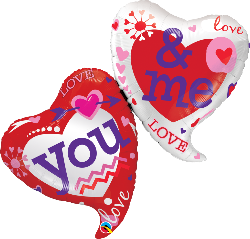 You & Me Two Hearts Balloon Clipart (1024x979), Png Download