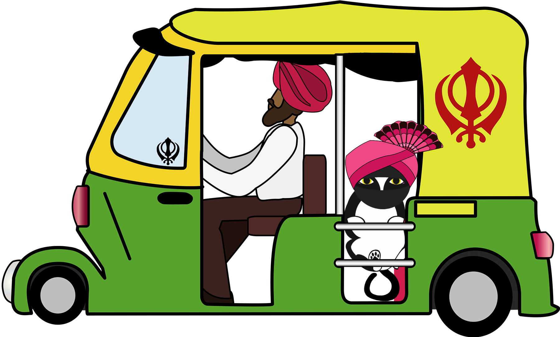 Ninjacat Takes A Ride In An Auto-rickshaw But Has A Clipart (1800x1084), Png Download