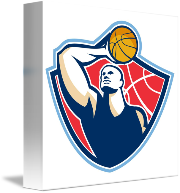 Basketball Player Rebounding Ball Retro By Aloysius Clipart (606x650), Png Download