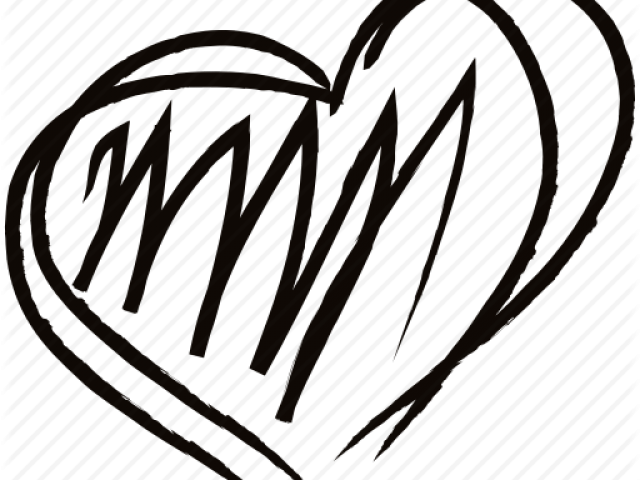 Drawn Line Art Heart Clipart (640x480), Png Download