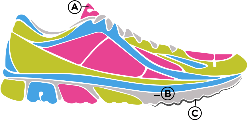 Anatomy Running Shoe Clipart (897x442), Png Download