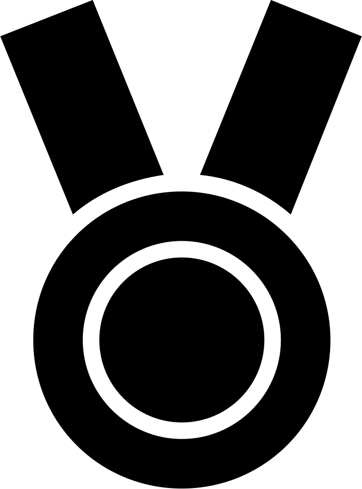 Medal Black Circular Sportive Object Symbol With Ribbon Clipart (726x981), Png Download