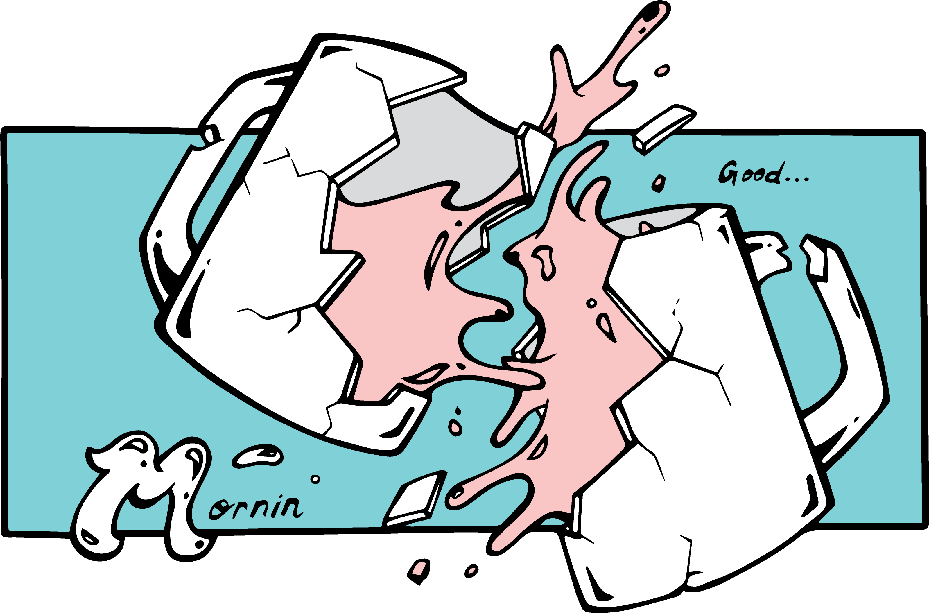 Coffee Cup Art Aqua And Pink Clipart (3500x3000), Png Download