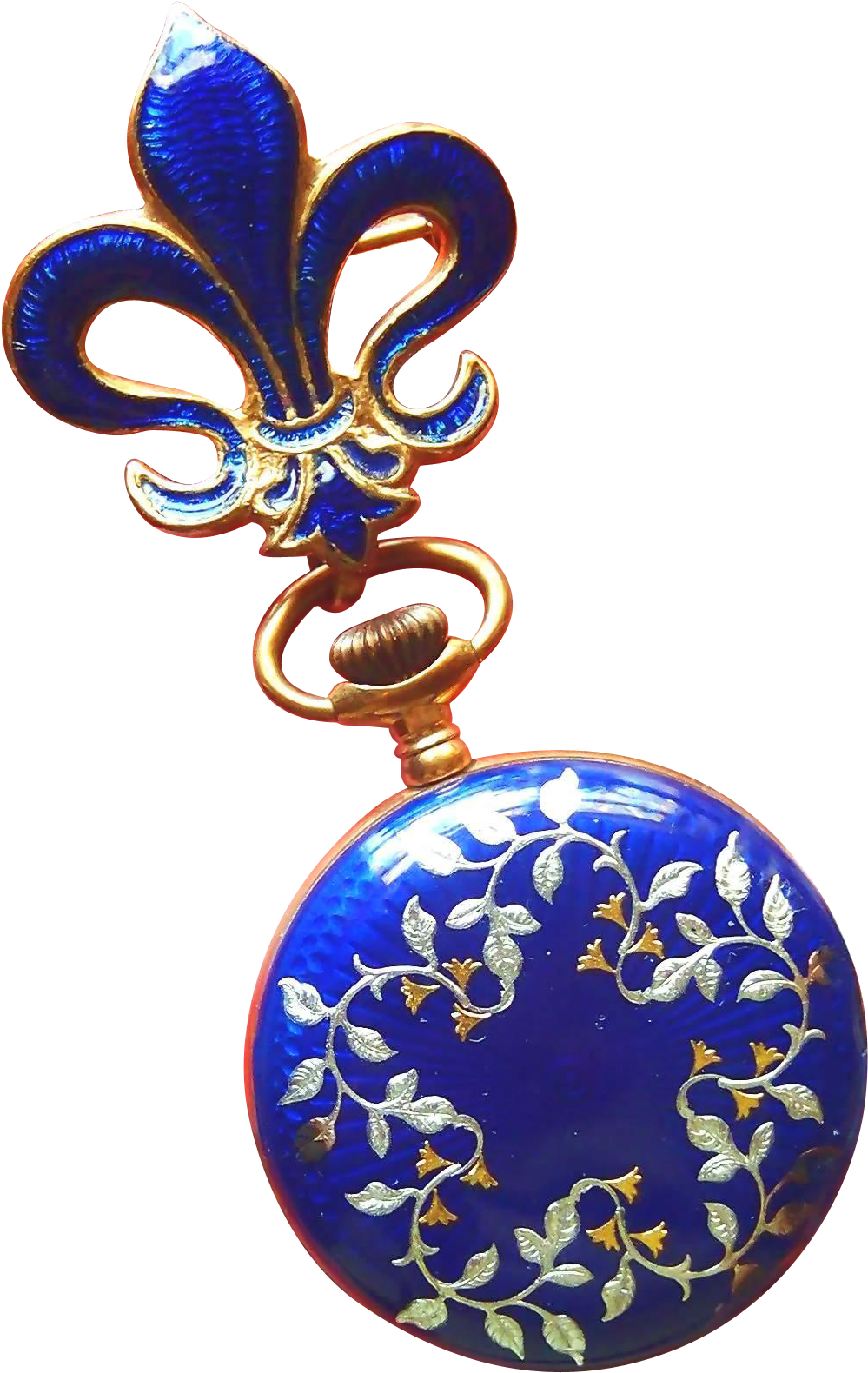 Blue Enamel Victorian Lapel Swiss Watch, Working Clipart (1579x1579), Png Download