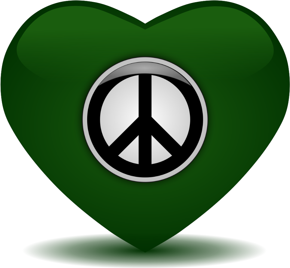 Green Peace Heart Clipart (1000x1000), Png Download