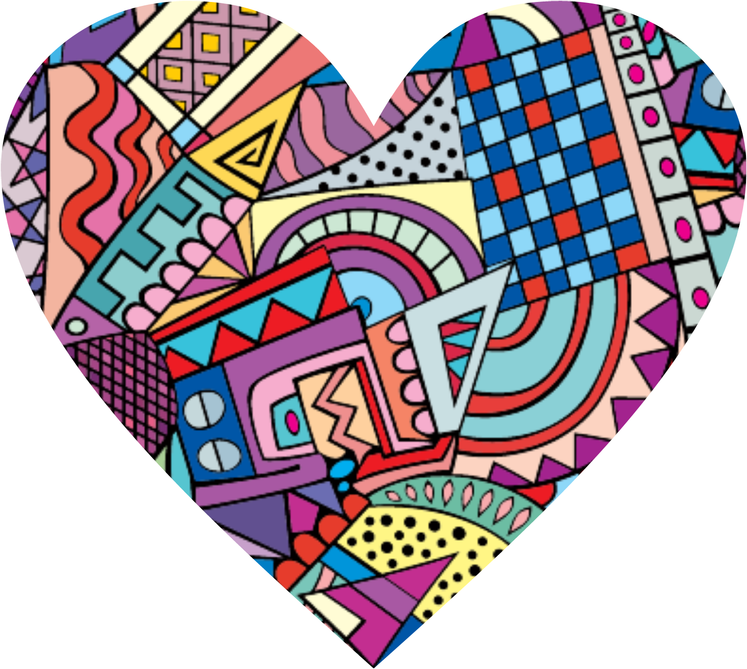 Heart Png Colorful Cool Abstract Pictures Clipart (1531x1371), Png Download